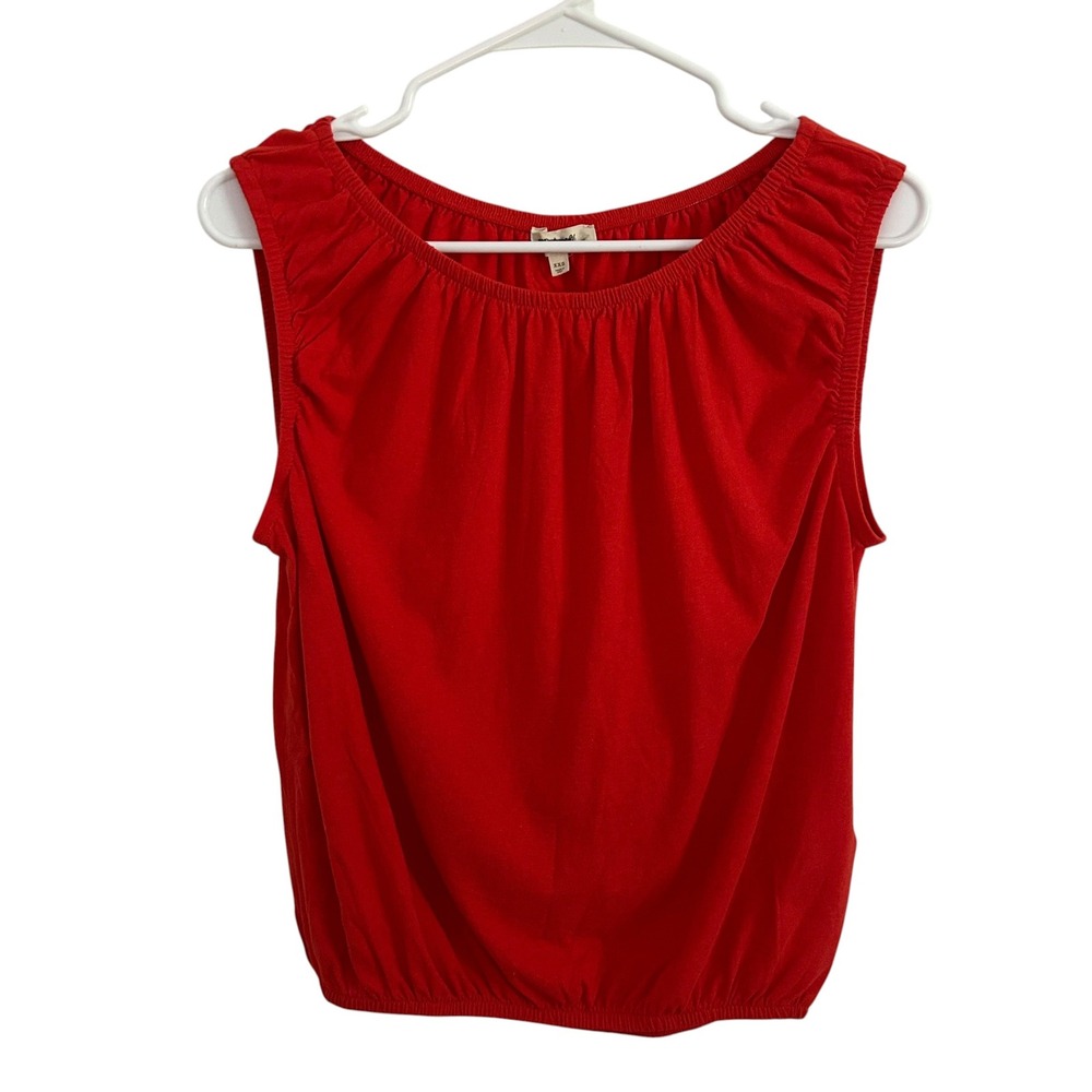 Madewell Red Sleeveless Ruched Neck Tank Top